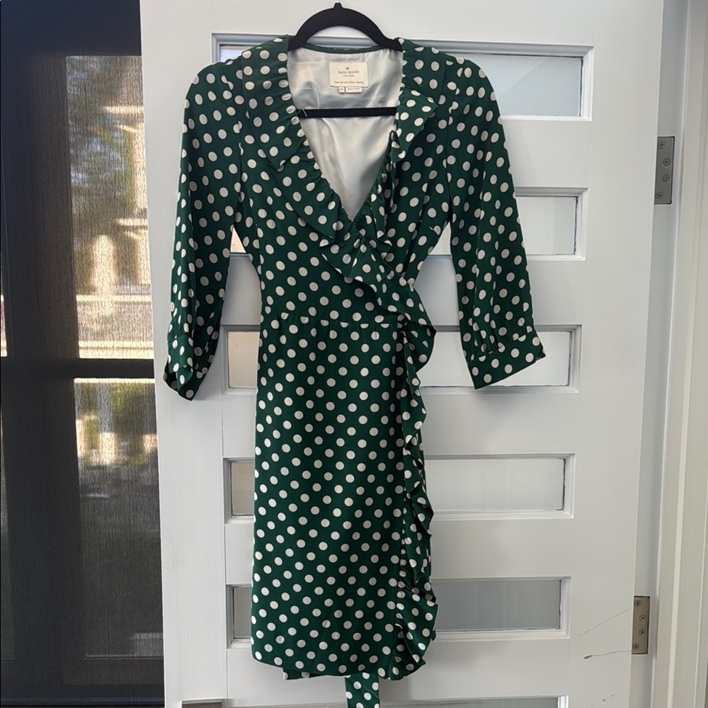 Kate Spade Green Polka Dot Wrap Dress